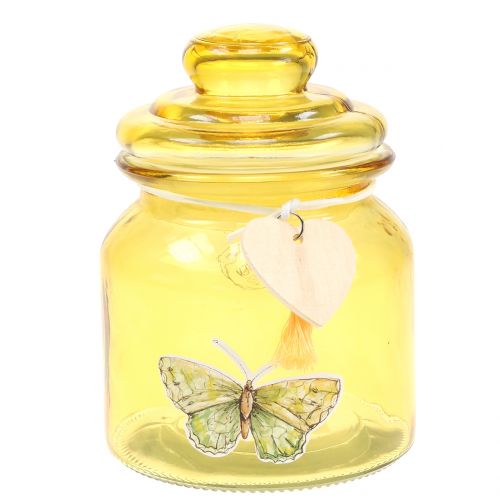 Floristik24 Bombonera de cristal amarillo Ø11cm H15.5cm