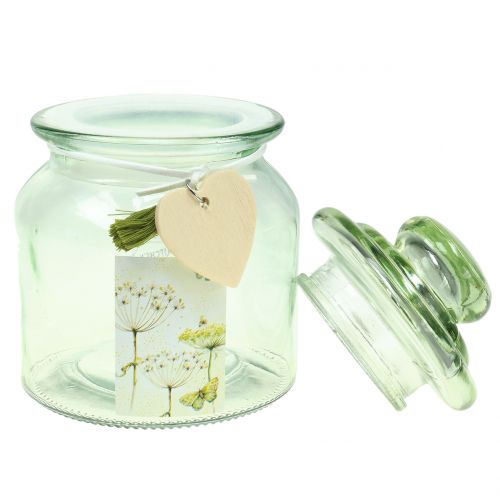 Floristik24 Tarro de cristal Bonboniere Verde Ø11cm H15,5cm
