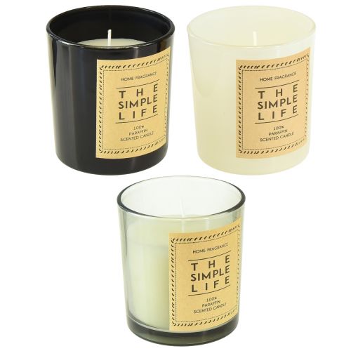 Artículo Velas perfumadas en vidrio madera tapa de sándalo Al.10,5cm 3ud