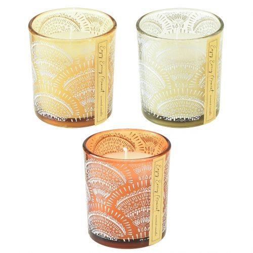 Artículo Velas perfumadas en vidrio tapa de madera de sándalo Al.8,5cm 3 piezas