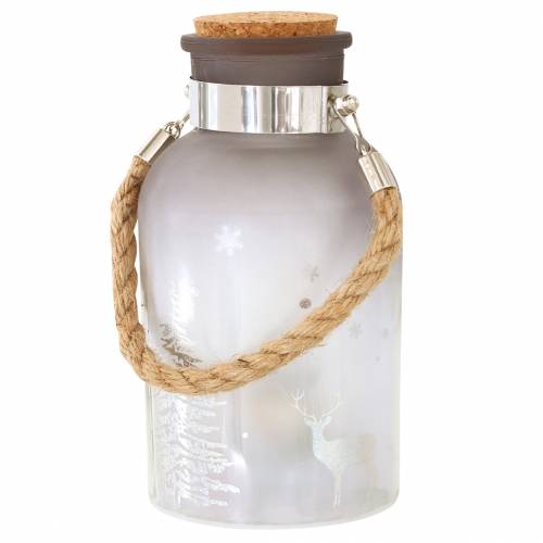 Vaso navideño con 4 leds y paisaje invernal 19,5cm