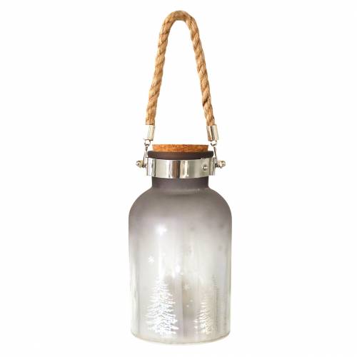 Floristik24 Vaso navideño con 4 leds y paisaje invernal 19,5cm