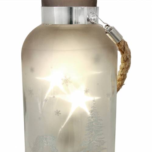 Floristik24 Vaso navideño con 4 leds y paisaje invernal 19,5cm