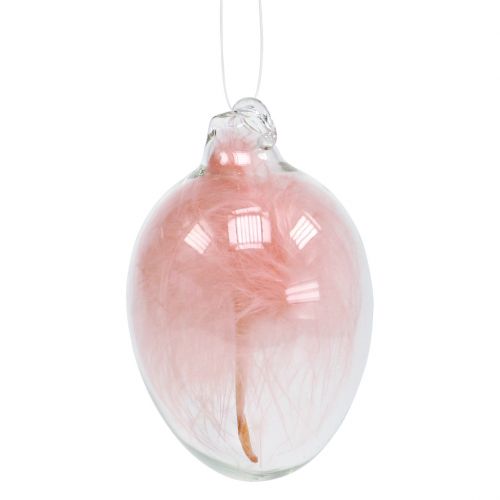 Floristik24 Huevo de vidrio con plumas Surtido 6cm 6pzs