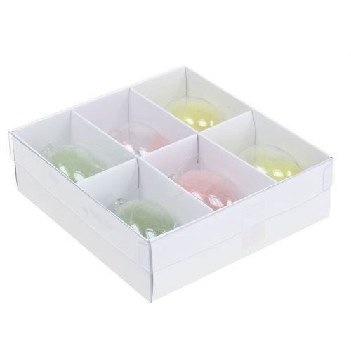 Floristik24 Huevo de vidrio con plumas Surtido 6cm 6pzs