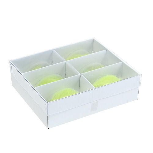 Floristik24 Huevo de vidrio con plumas para colgar 6.5cm verde claro 6pcs