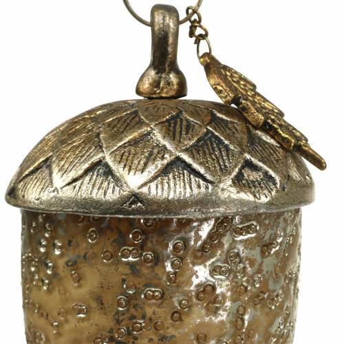 Floristik24 Adornos navideños bellota para colgar metal cristal dorado 11cm 4pcs