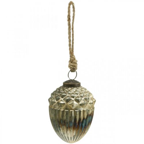 Floristik24 Bellotas para colgar, frutas de otoño, adornos para árboles, cristal auténtico, aspecto antiguo Ø7,5cm H10,5cm 2ud