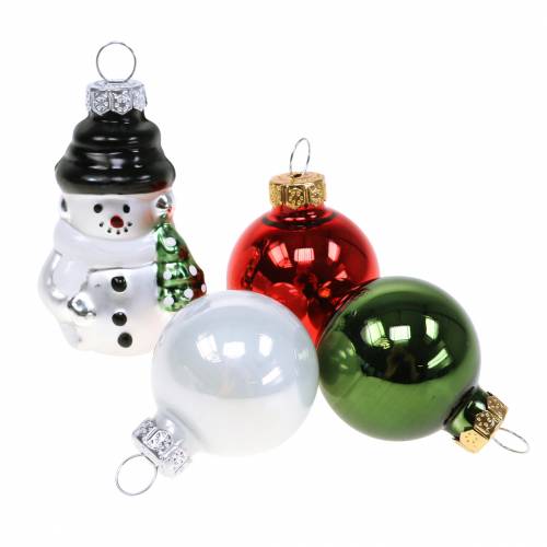 Floristik24 Decoraciones para árboles de navidad Bolas de navidad muñeco de nieve vidrio 9pcs