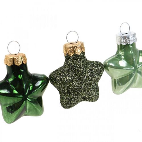 Artículo Mini adornos para árboles de Navidad mezcla de vidrio verde adornos navideños surtidos 4 cm 12 piezas