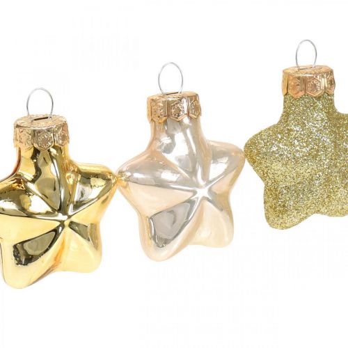 Artículo Mini decoraciones para árboles de Navidad mezcla de vidrio dorado, colores perlados surtidos 4cm 12pcs
