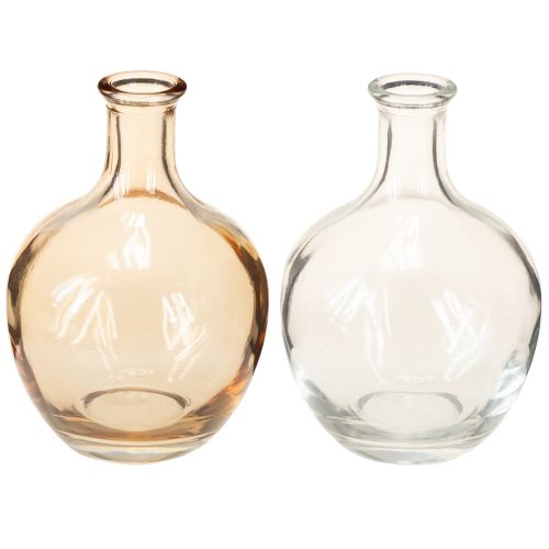Mini jarrón de cristal ámbar y transparente Ø7,5cm H11cm 4uds