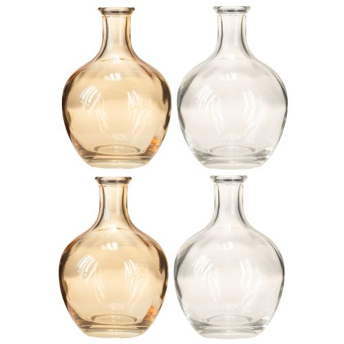 Artículo Mini jarrón de cristal ámbar y transparente Ø7,5cm H11cm 4uds
