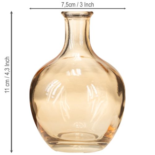 Artículo Mini jarrón de cristal ámbar y transparente Ø7,5cm H11cm 4uds