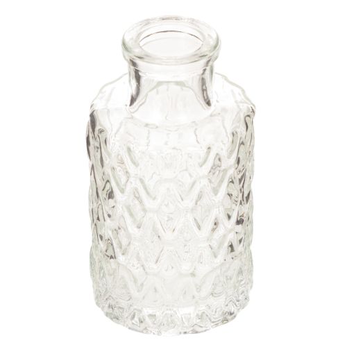 Mini jarrón de cristal con estampado de rombos, jarrón pequeño de mesa, botella, transparente, 9 cm, 6 piezas comprar | Floristik24.es