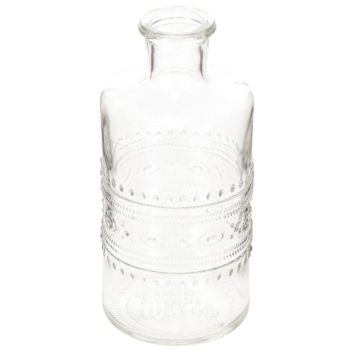 Botella de vidrio con diseño, cilíndrica, transparente, jarrón decorativo, 15 cm, 6 piezas