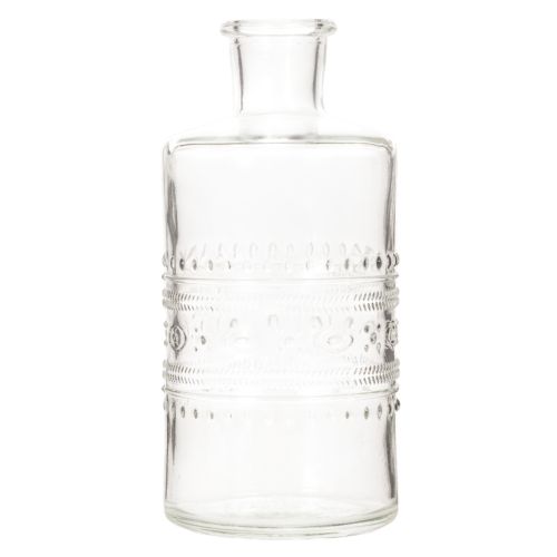 Botella de vidrio con diseño, cilíndrica, transparente, jarrón decorativo, 15 cm, 6 piezas | Floristik24.es