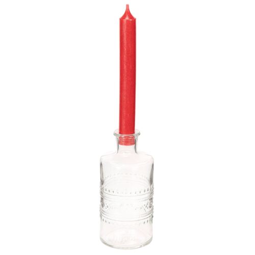 Botella de vidrio con diseño, cilíndrica, transparente, jarrón decorativo, 15 cm, 6 piezas | Floristik24.es