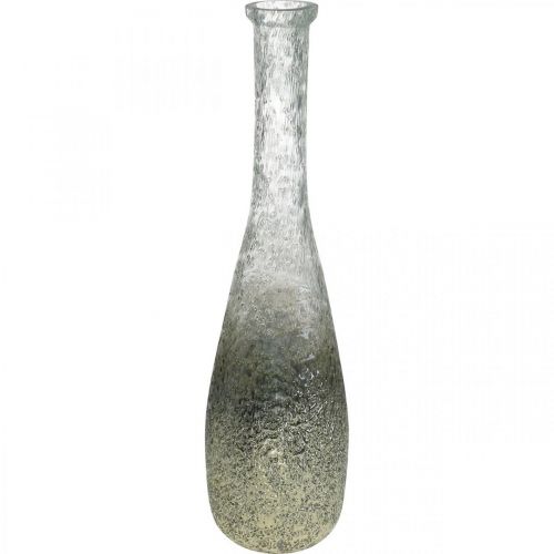 Jarrón de cristal bicolor, decoración de mesa de cristal auténtico transparente, plateado Al. 40 cm