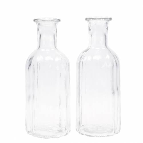 Artículo Botella de vidrio decorativa con ranuras transparente Ø7.5cm H19cm 6 piezas