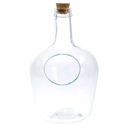 Floristik24 Vaso decorativo botella de vidrio con corcho Ø19cm H30cm