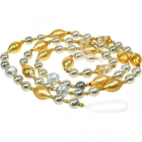 Floristik24 Guirnalda de bolas navideñas decoración cristal dorado, plateado 1,8m
