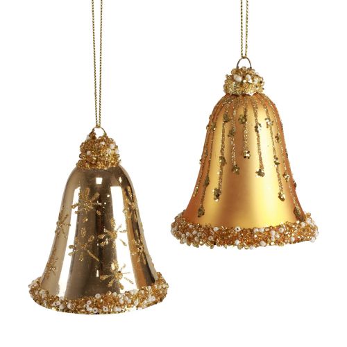 Floristik24 Campana de cristal decoración del árbol de Navidad Campana de Navidad 8,5 cm 2 piezas