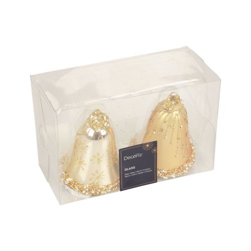Floristik24 Campana de cristal decoración del árbol de Navidad Campana de Navidad 8,5 cm 2 piezas