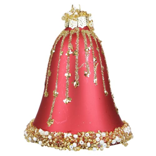 Floristik24 Campana de cristal Campanas navideñas oro rojo Ø6,5cm H8,5cm 2ud