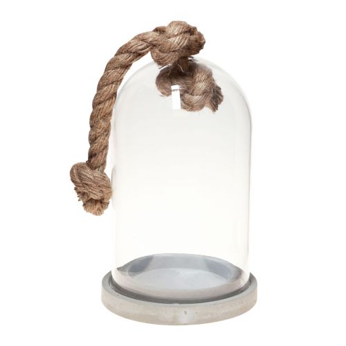 Floristik24 Decoración de campana de cristal con base aspecto hormigón Ø13,5cm H24cm