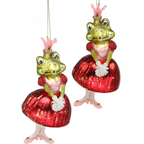 Artículo Princesa rana, adornos para árboles de Navidad, adornos de cuento de hadas, colgantes para árboles, vidrio real H14cm 2pcs