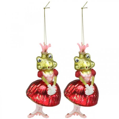 Artículo Princesa rana, adornos para árboles de Navidad, adornos de cuento de hadas, colgantes para árboles, vidrio real H14cm 2pcs
