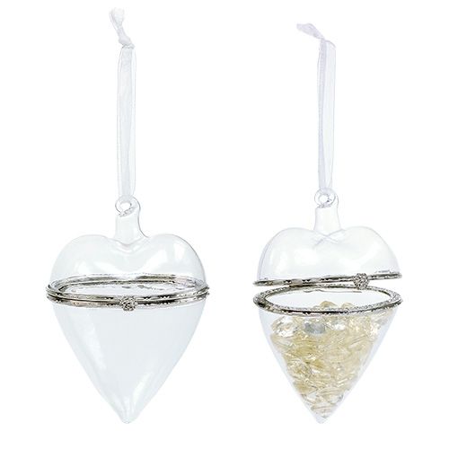 Floristik24 Corazón de cristal para rellenar 7cm x 10cm transparente 1 pieza
