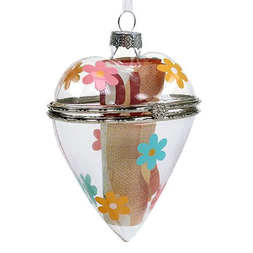 Floristik24 Corazón de vidrio para relleno clasificado 9cm 2pcs