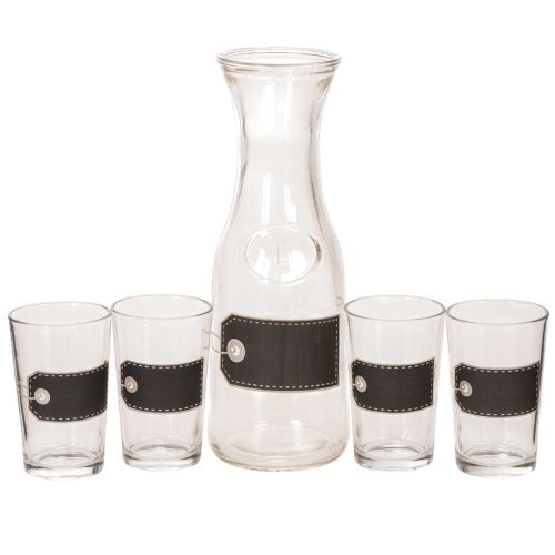 Jarra de cristal de 27 cm de alto con 4 vasos de 11 cm de alto. comprar | Floristik24.es