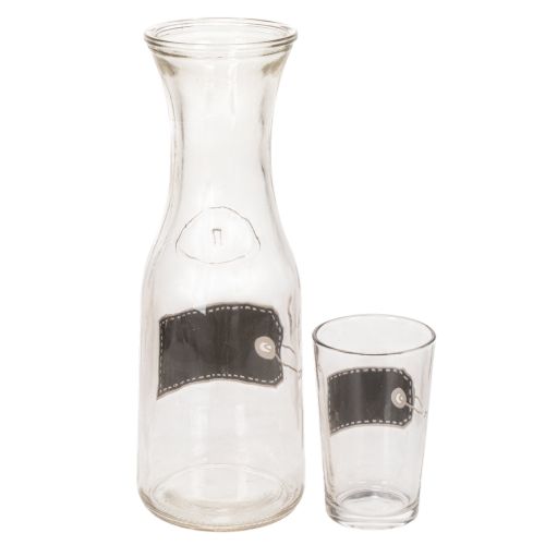 Jarra de cristal de 27 cm de alto con 4 vasos de 11 cm de alto. | Floristik24.es