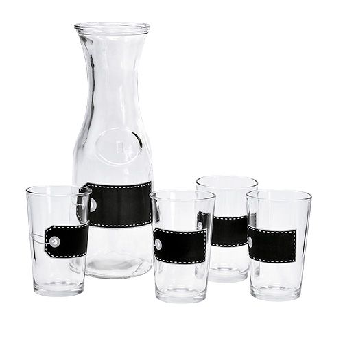 Floristik24 Jarra de vidrio A27cm con 4 vasos A11cm