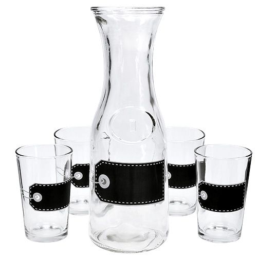 Artículo Jarra de vidrio A27cm con 4 vasos A11cm