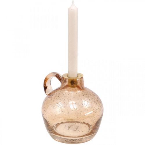 Floristik24 Candelabro Vela de cristal Jarra decorativa marrón claro Al. 15,5 cm