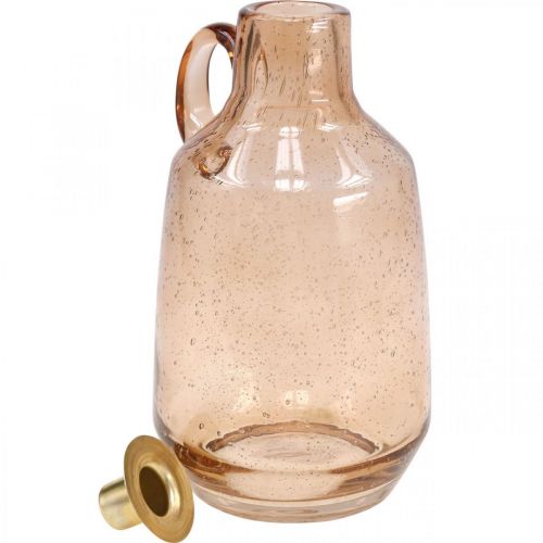 Floristik24 Candelero Vela de cristal Vidrio marrón claro Deco H22cm