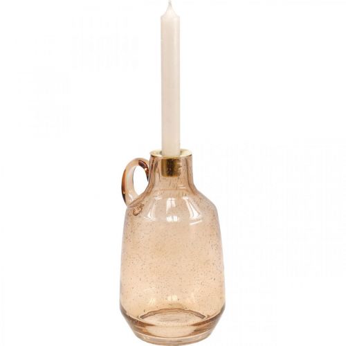 Floristik24 Candelero Vela de cristal Vidrio marrón claro Deco H22cm