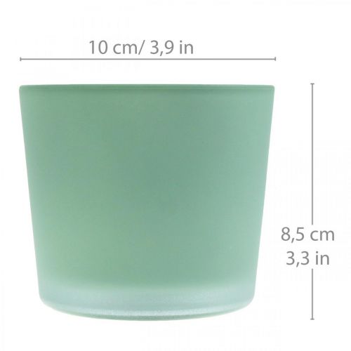 Floristik24 Macetero de cristal macetero verde bañera de cristal Ø10cm H8.5cm