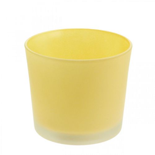 Floristik24 Maceta de cristal maceta amarilla tina de cristal Ø14,5cm H12,5cm