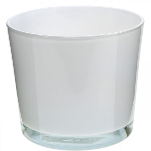 Floristik24 Macetero de cristal macetero blanco bañera de cristal Ø14,5cm H12,5cm