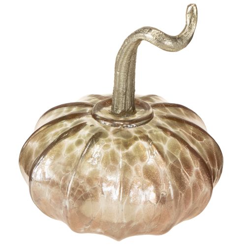 Floristik24 Decoración de mesa de calabaza de cristal, calabaza de otoño, vidrio, metal, H14cm, 2 piezas