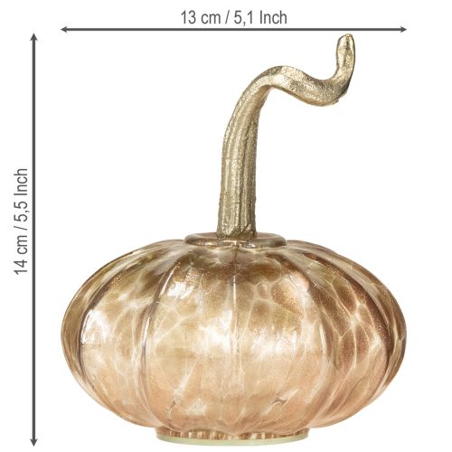 Artículo Decoración de mesa de calabaza de cristal, calabaza de otoño, vidrio, metal, H14cm, 2 piezas