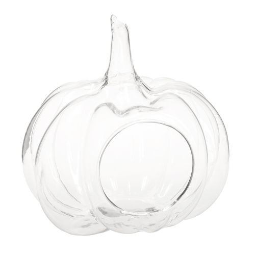 Calabaza de cristal con abertura, decoración otoñal, transparente, Ø21 cm, H20 cm