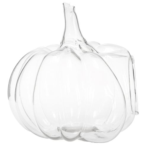 Artículo Calabaza de cristal con abertura, decoración otoñal, transparente, Ø21 cm, H20 cm