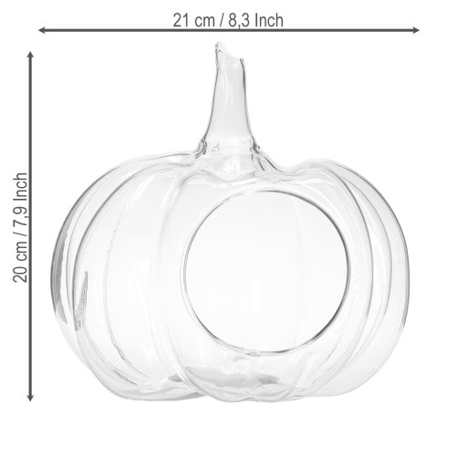 Artículo Calabaza de cristal con abertura, decoración otoñal, transparente, Ø21 cm, H20 cm