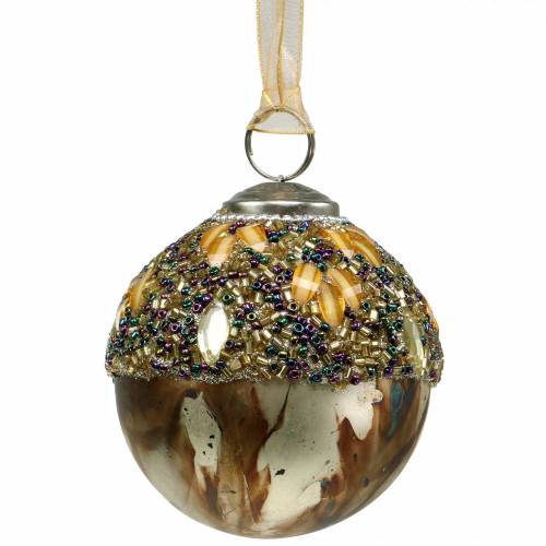 Floristik24 Bola navideña de cristal con decoración y perlas Ø7,5cm
